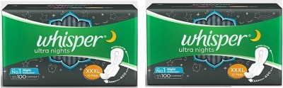 Whisper Ultra Night Sanitary Pads for Women, XXXL – 10+10 Napkins sanitary pads Sanitary Pad  (Pack of 2)