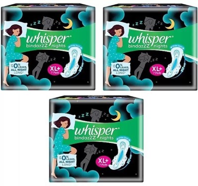 Whisper Ultra Night Sanitary Pads – XL+ 7+7+7 Sanitary Pads (Pack of 1) Sanitary Pad  (Pack of 3)