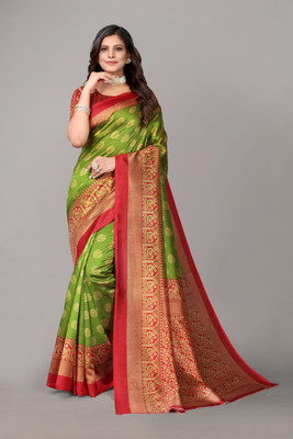 YASHIKA Printed Daily Wear Art Silk Saree(Light Green)