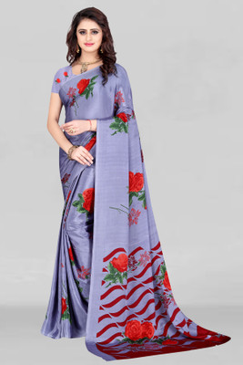 Leelavati Printed Daily Wear Crepe Saree(Purple)