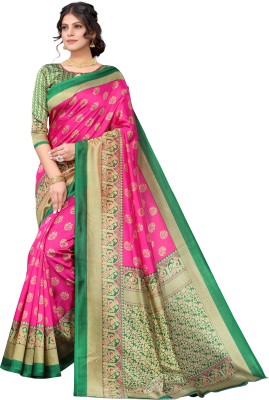 PINK WISH Self Design Mysore Art Silk Saree(Pink)