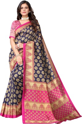 RENSILAFAB Printed Daily Wear Art Silk Saree(Dark Blue)