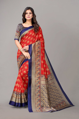 Nirvaan Printed Daily Wear Art Silk Saree(Red)