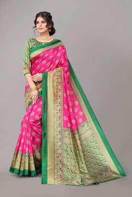 YASHIKA Printed Daily Wear Art Silk Saree(Pink)