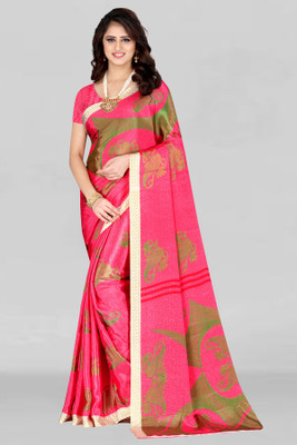 Leelavati Printed Daily Wear Crepe Saree(Pink)