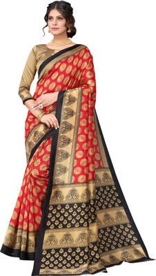 RENSILAFAB Printed Daily Wear Art Silk Saree(Red)