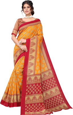 YASHIKA Printed Daily Wear Art Silk Saree(Mustard)