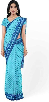 VOGZY Woven Jamdani Viscose Rayon Saree(Light Blue)