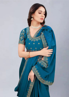 DHARMEE Satin Embroidered Blouse Material