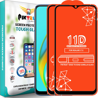PikTrue Edge To Edge Tempered Glass for Realme C12(Pack of 2)