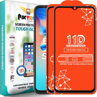 PikTrue Edge To Edge Tempered Glass for Techno Spark 6 Go(Pack of 2)