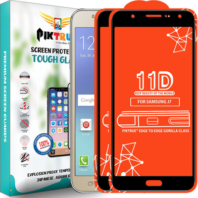 PikTrue Edge To Edge Tempered Glass for Samsung Galaxy J7(Pack of 2)