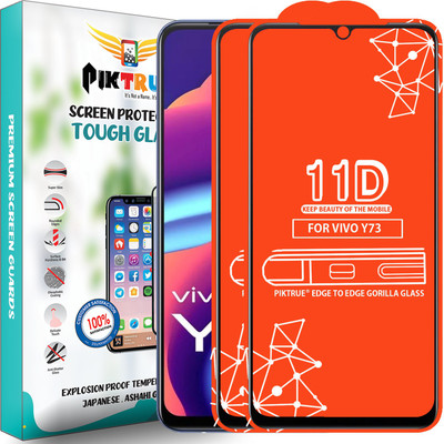 PikTrue Edge To Edge Tempered Glass for Vivo Y73(Pack of 2)