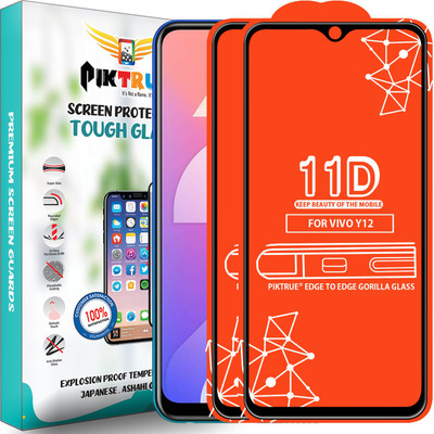 PikTrue Edge To Edge Tempered Glass for Vivo Y12(Pack of 2)