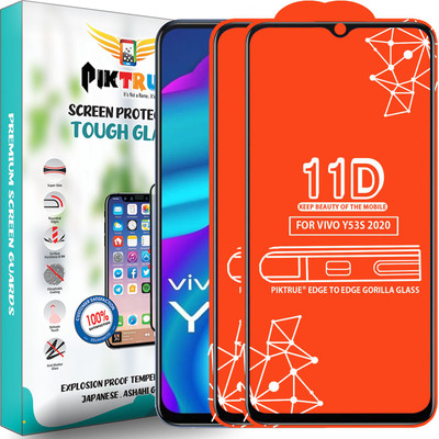PikTrue Edge To Edge Tempered Glass for Vivo Y53S 2020(Pack of 2)
