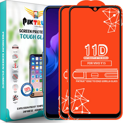 PikTrue Edge To Edge Tempered Glass for Vivo Y15(Pack of 2)