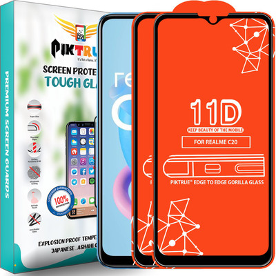 PikTrue Edge To Edge Tempered Glass for Realme C20(Pack of 2)
