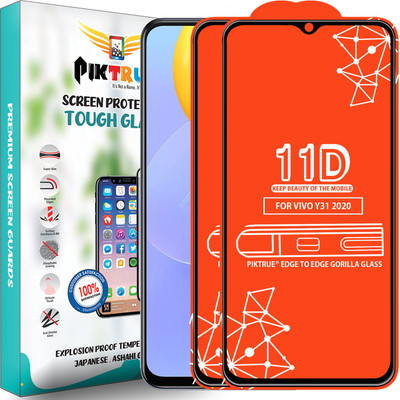 PikTrue Edge To Edge Tempered Glass for Vivo Y31 2020(Pack of 2)