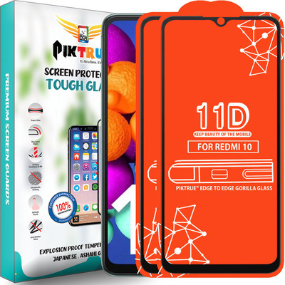 PikTrue Edge To Edge Tempered Glass for Redmi 10(Pack of 2)