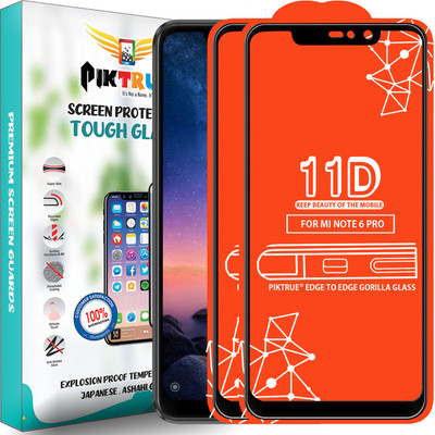 PikTrue Edge To Edge Tempered Glass for Mi Redmi Note 6 Pro(Pack of 2)
