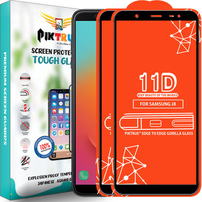 PikTrue Edge To Edge Tempered Glass for Samsung Galaxy J8(Pack of 2)