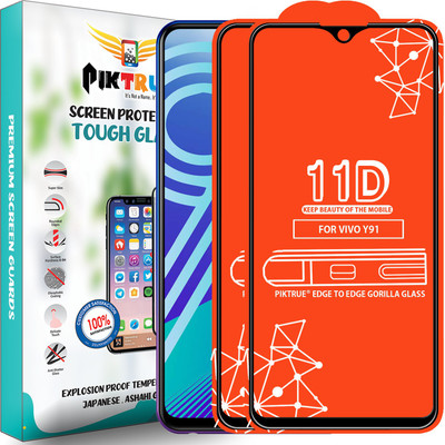 PikTrue Edge To Edge Tempered Glass for Vivo Y91(Pack of 2)