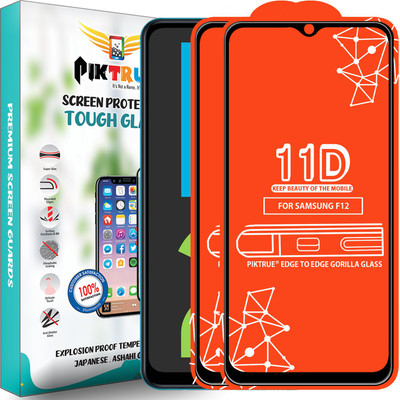 PikTrue Edge To Edge Tempered Glass for Samsung Galaxy F12(Pack of 2)