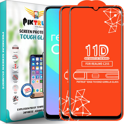 PikTrue Edge To Edge Tempered Glass for Realme C25S(Pack of 2)