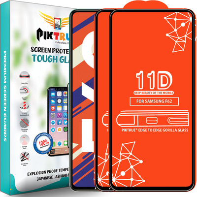 PikTrue Edge To Edge Tempered Glass for Samsung Galaxy F62(Pack of 2)