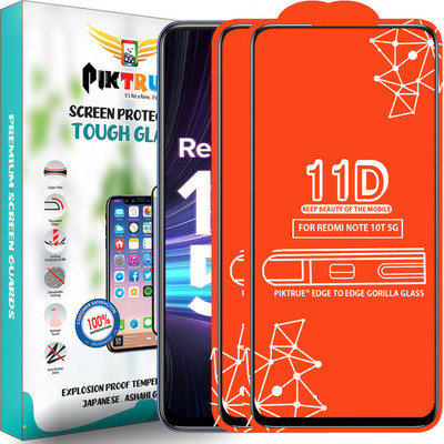 PikTrue Edge To Edge Tempered Glass for Redmi Note 10T 5G(Pack of 2)