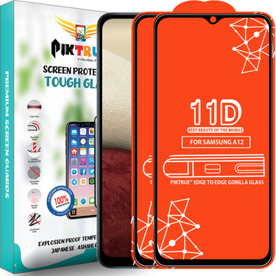 PikTrue Edge To Edge Tempered Glass for Samsung Galaxy A12(Pack of 2)
