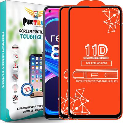 PikTrue Edge To Edge Tempered Glass for Realme 8 Pro(Pack of 2)