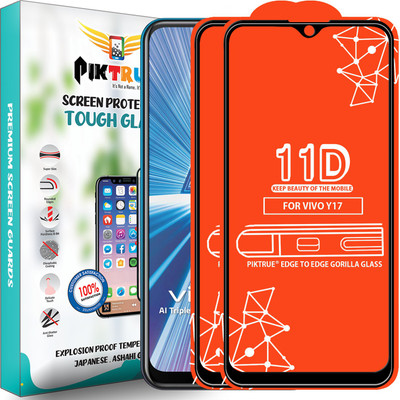 PikTrue Edge To Edge Tempered Glass for Vivo Y17(Pack of 2)
