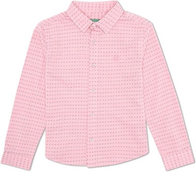 United Colors of Benetton Boys Printed Casual Pink Shirt