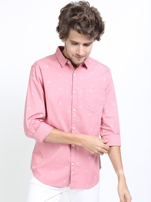 HIGHLANDER Men Printed Casual Pink Shirt