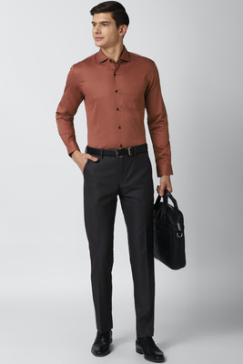 PETER ENGLAND Men Self Design Formal Red Shirt
