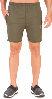 Dressify Solid, Printed Men Green Sports Shorts