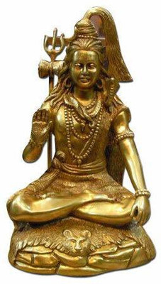Idolsplace Lord Bholenath Mahadev Idol for Good Luck Success and Prosperity 600gms Decorative Showpiece  -  10 cm(Brass, Gold)