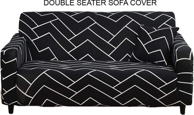 HOUSE OF QUIRK Polyester Checkered 3 Seater Sofa Cover(Black Pack of 1)