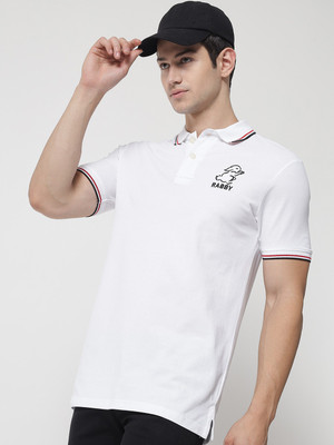 Drashti Fashions Solid Men Polo Neck White T-Shirt