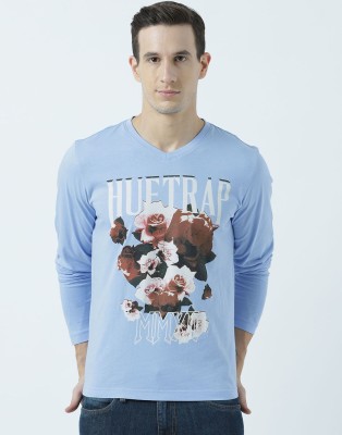 HUETRAP Graphic Print Men Round Neck Light Blue T-Shirt