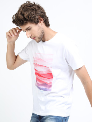HIGHLANDER Printed Men Round Neck White T-Shirt