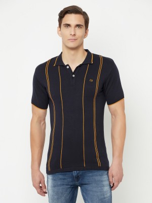 CANTABIL Striped Men Polo Neck Dark Blue T-Shirt