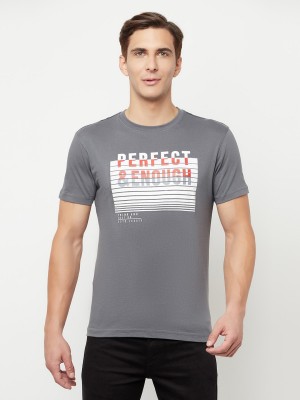 CANTABIL Printed Men Round Neck Grey T-Shirt
