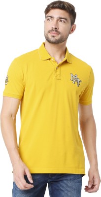 MUFTI Solid Men Polo Neck Yellow T-Shirt