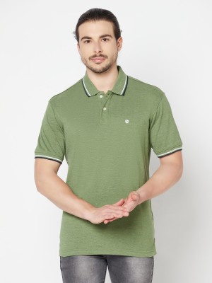 CANTABIL Solid Men Polo Neck Green T-Shirt