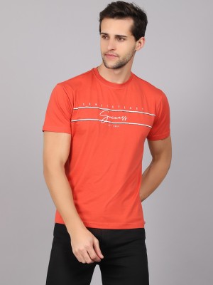 CANTABIL Printed Men Round Neck Orange T-Shirt