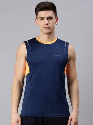 GENX INSSTADRY Solid Men Round Neck Blue T-Shirt