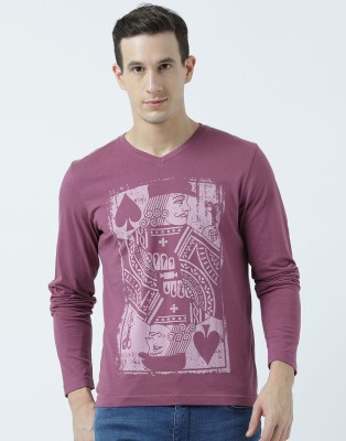 HUETRAP Graphic Print Men V Neck Maroon T-Shirt