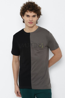 FOREVER 21 Colorblock Men Round Neck Black, Grey T-Shirt